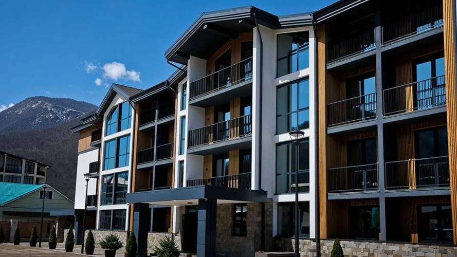 Апартаменты В Стиле Лофт Панорамные Окна Напротив Курорта Красная Поляна