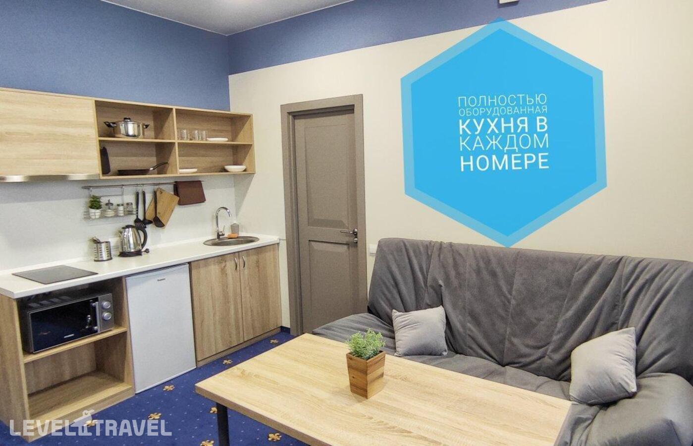 фотографии номера 2-комнатные апартаменты люкс с 1 двуспальной кроватью отеля Добролюбов в Россия(Новосибирск) - фото №4