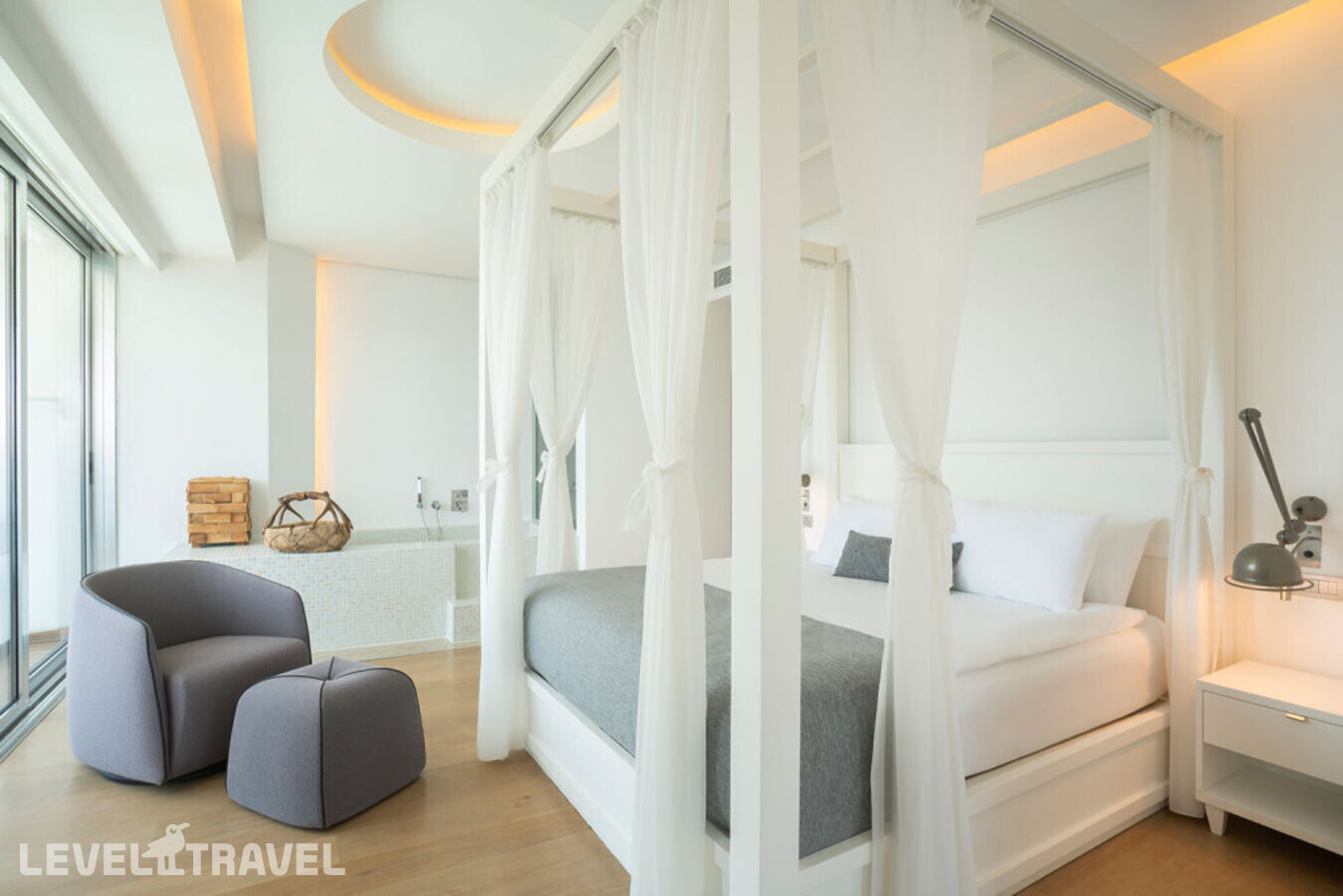 фотографии номера Двухместный люкс Panorama двуспальная кровать отеля Cape Beach Resort Bodrum в Турция(Гюндоган) - фото №1