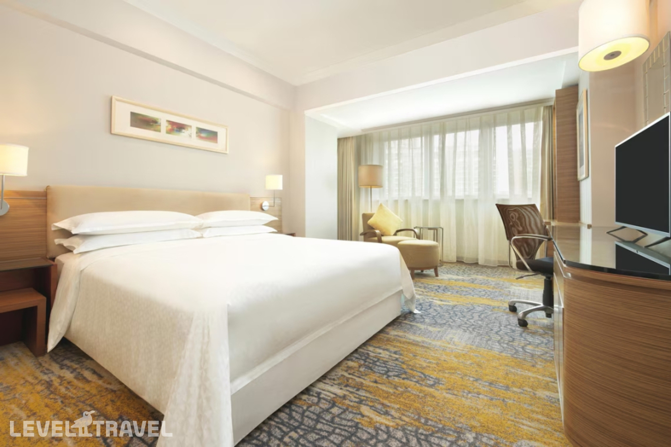 фотографии номера Двухместный номер High Floor двуспальная кровать отеля Four Points By Sheraton Shanghai, Pudong в Китай(Шанхай) - фото №1