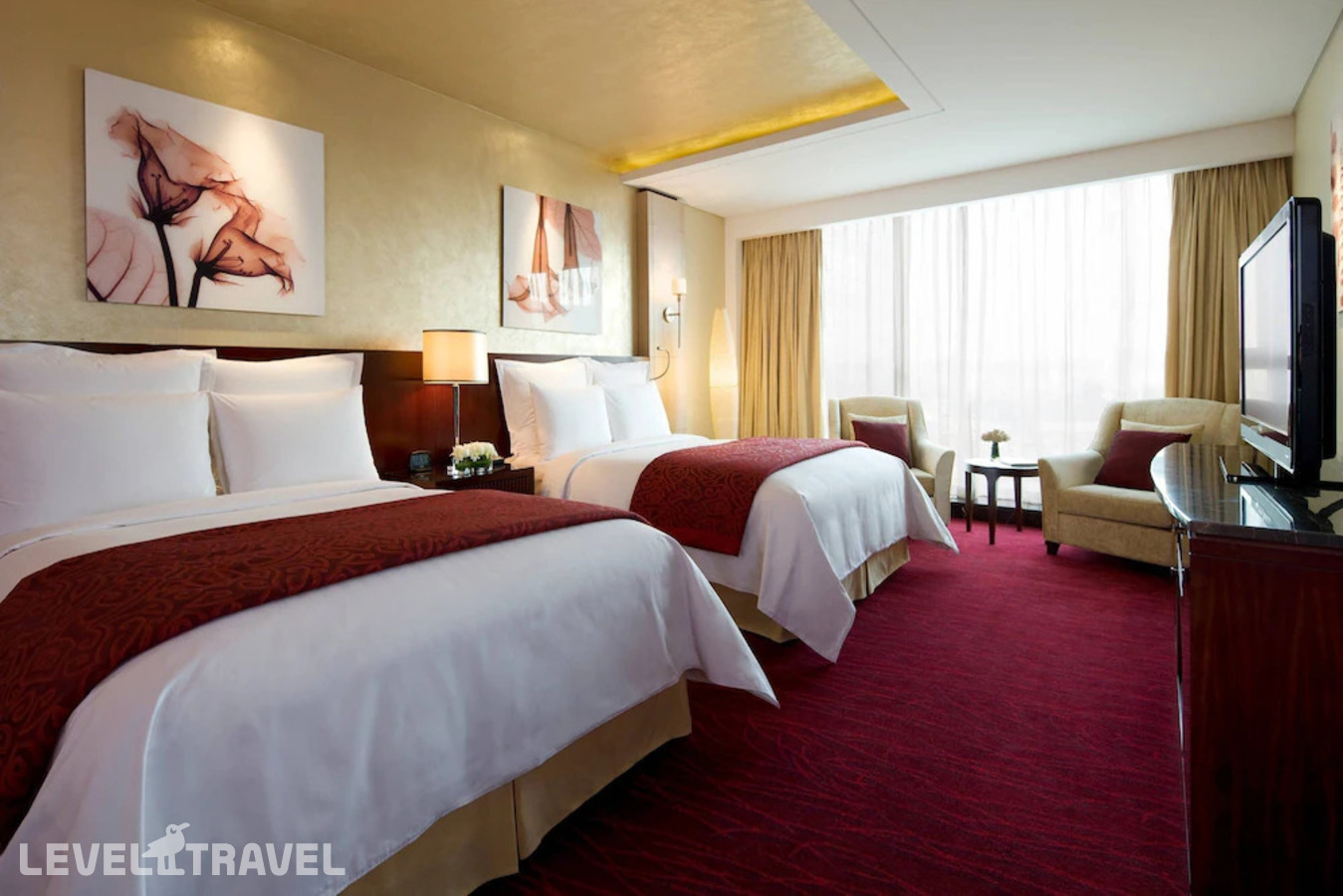 фотографии номера Делюкс с видом на город (две двуспальные кровати) отеля Beijing Marriott Hotel Northeast в Китай(Пекин) - фото №6