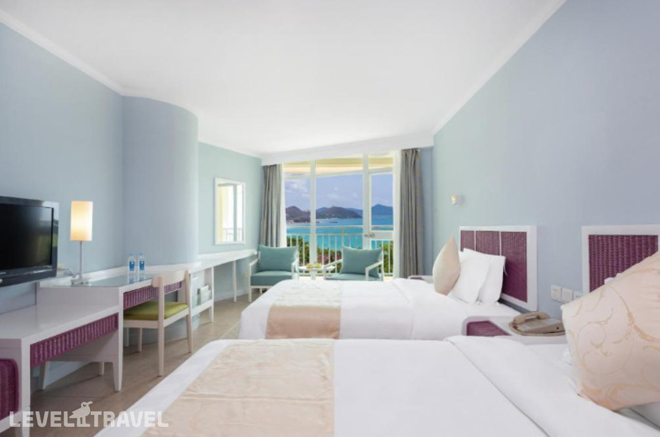 фотографии номера Делюкс с видом на море (две односпальные кровати) отеля Sunshine Resort Intime Sanya в Китай(Дадунхай Бэй) - фото №2