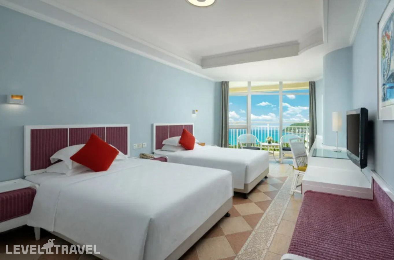 фотографии номера Делюкс с видом на море (две односпальные кровати) отеля Sunshine Resort Intime Sanya в Китай(Дадунхай Бэй) - фото №3