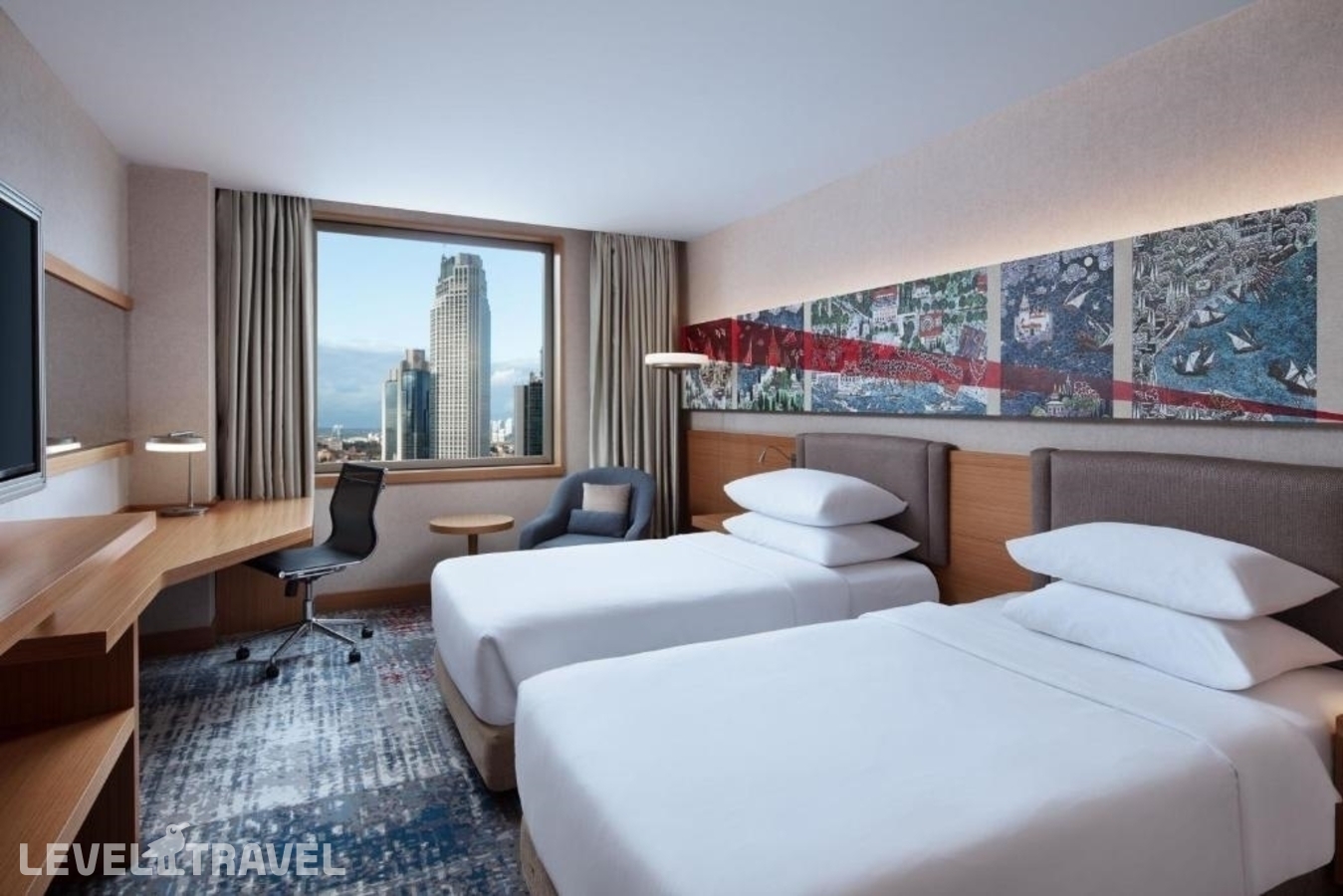 фотографии номера Улучшенный (две односпальные кровати) отеля Delta Hotels by Marriott Istanbul Levent в Турция(Шишли) - фото №2